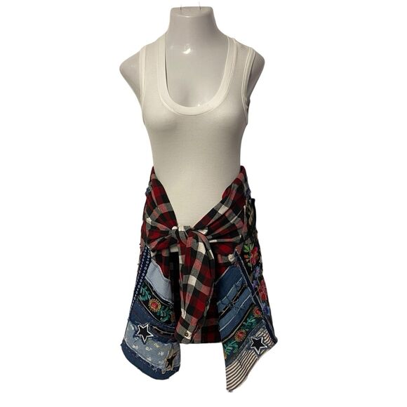 Upcycled Flannel Shirt Shacket Womens XL Betty Boop Grunge Patchwork Folk Art - Picture 15 of 16